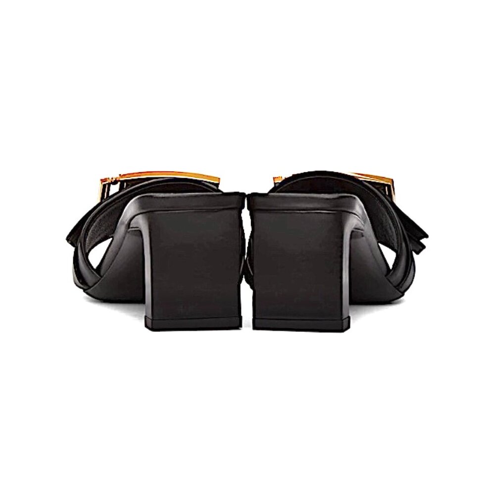 Versace Greta Gold Buckle Empire Heeled Sandals - Picture 3 of 12